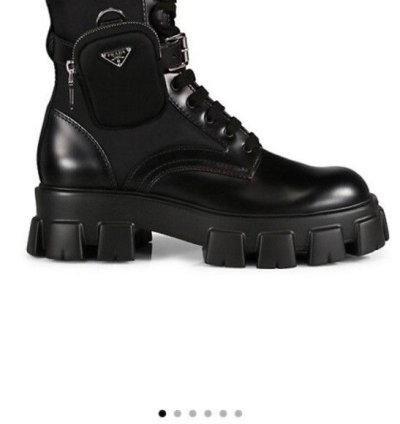 Prada Lug-sole Leather Combat Boots Black
