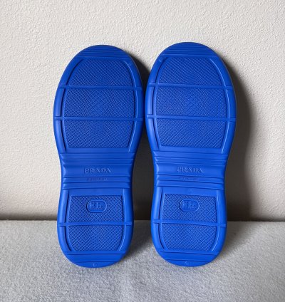 Prada Mellow Rubber Slip Ons In Blue