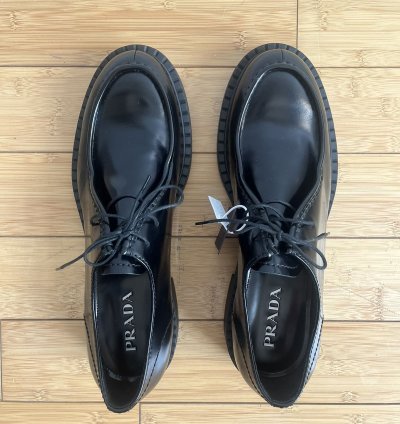 Prada Men Black Spazzolato Leather Shoes