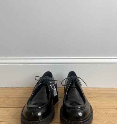 Prada Men Black Spazzolato Leather Shoes