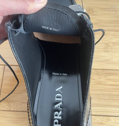 Prada Men Black Spazzolato Leather Shoes
