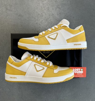 Prada Men Downtown Leather Low Top Sneaker Sun Size 10 Uk
