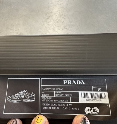 Prada Men Downtown Leather Low Top Sneaker Sun Size 10 Uk