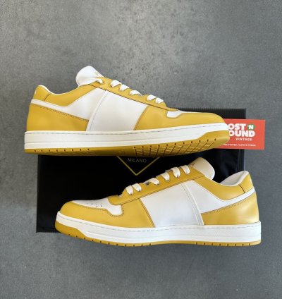 Prada Men Downtown Leather Low Top Sneaker Sun Size 10 Uk