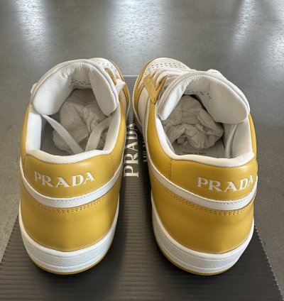 Prada Men Downtown Leather Low Top Sneaker Sun Size 10 Uk