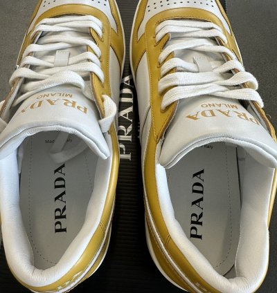 Prada Men Downtown Leather Low Top Sneaker Sun Size 10 Uk