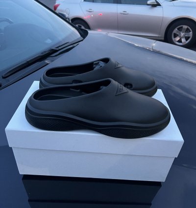 Prada Men Mellow Foam Rubber Mules Clogs Slip On Shoes