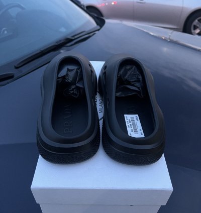 Prada Men Mellow Foam Rubber Mules Clogs Slip On Shoes