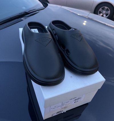 Prada Men Mellow Foam Rubber Mules Clogs Slip On Shoes