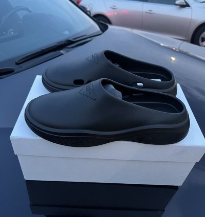 Prada Men Mellow Foam Rubber Mules Clogs Slip On Shoes