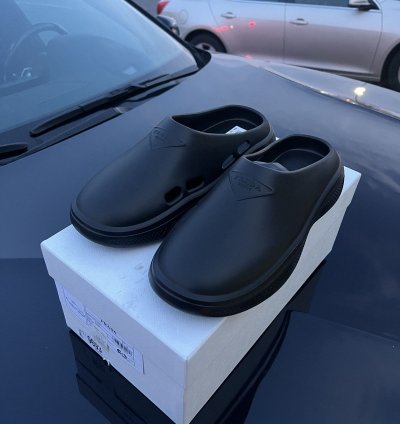 Prada Men Mellow Foam Rubber Mules Clogs Slip On Shoes