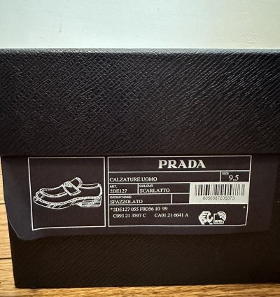 Prada Men Triangle Loafers In Red