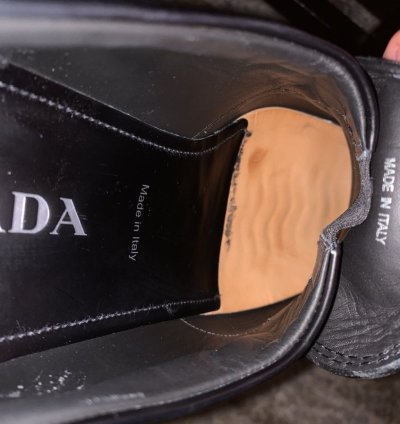 Prada Mens Monolith Brushed Leather Loafers