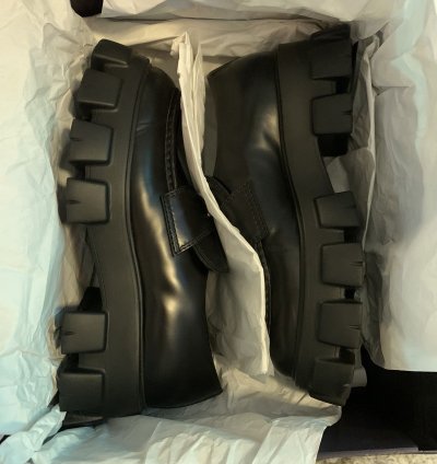 Prada Mens Monolith Brushed Leather Loafers