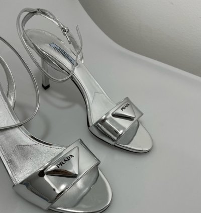 Prada Metallic Leather Logo Sandals Women Eu 39 Us 9 1050