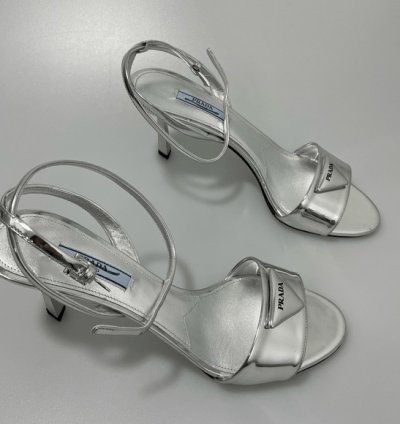 Prada Metallic Leather Logo Sandals Women Eu 39 Us 9 1050