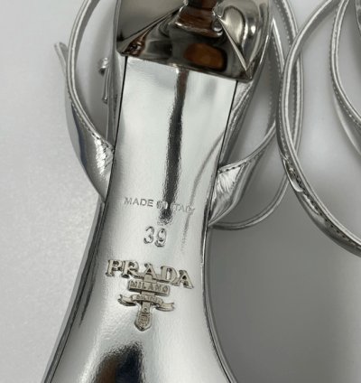 Prada Metallic Leather Logo Sandals Women Eu 39 Us 9 1050