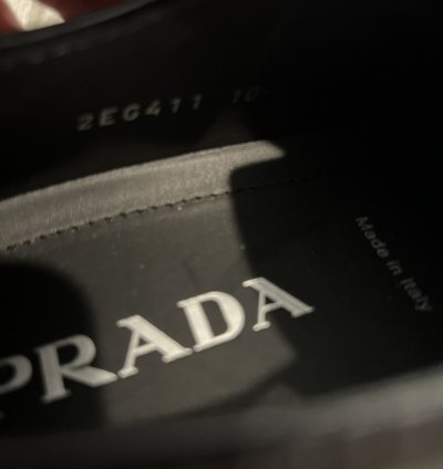 Prada Monolith Black Derby Leather Rubber Cap Toe Sz 11