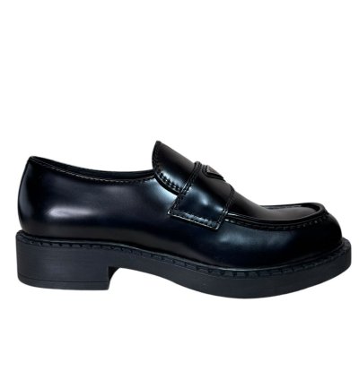 Prada Monolith Black Leather Loafers Size 43 Eu 9 Us