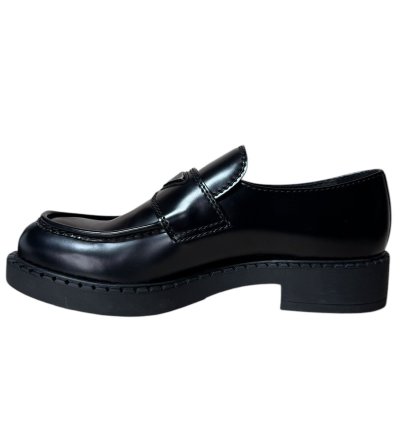 Prada Monolith Black Leather Loafers Size 43 Eu 9 Us