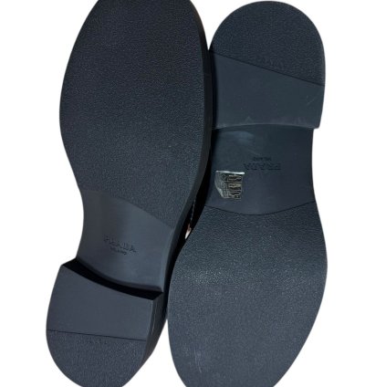 Prada Monolith Black Leather Loafers Size 43 Eu 9 Us