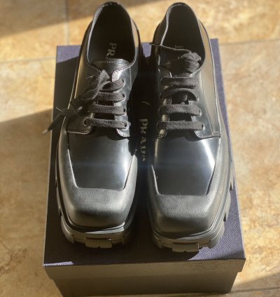 Prada Monolith Boot Brushed Leather Derby Shoes