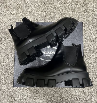 Prada Monolith Brushed Leather Chelsea Boots