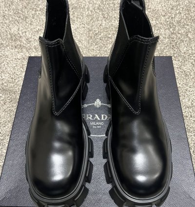 Prada Monolith Brushed Leather Chelsea Boots