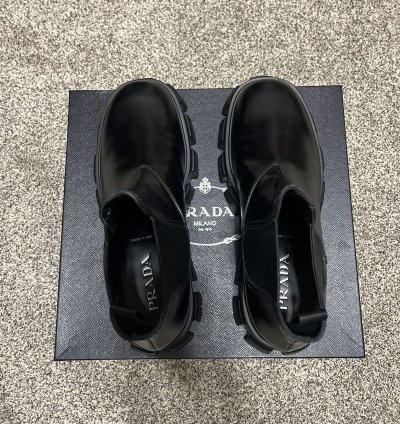 Prada Monolith Brushed Leather Chelsea Boots
