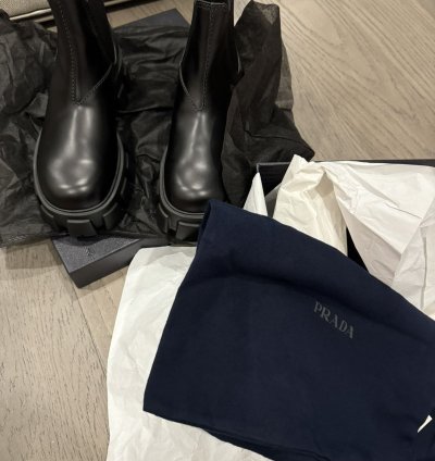 Prada Monolith Brushed Leather Chelsea Boots