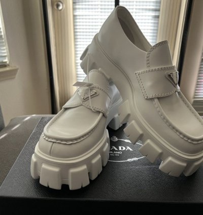 Prada Monolith Brushed Leather Loafers