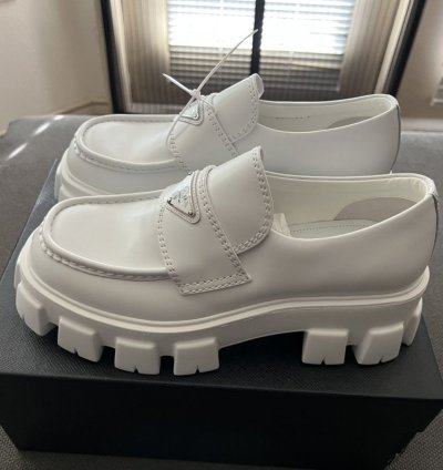 Prada Monolith Brushed Leather Loafers