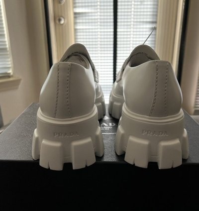 Prada Monolith Brushed Leather Loafers