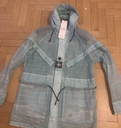 Stone Island Reflective Grid On Lamy-tc Jacket Aqua