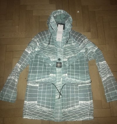 Stone Island Reflective Grid On Lamy-tc Jacket Aqua
