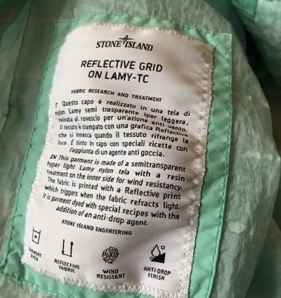 Stone Island Reflective Grid On Lamy-tc Jacket Aqua
