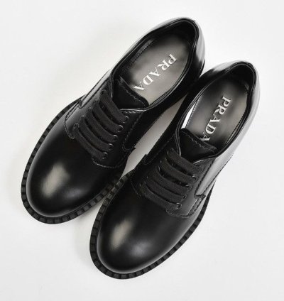 Prada Monolith Lace Up Derby Shoes Black
