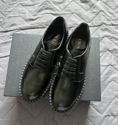Prada Monolith Lace Up Derby Shoes Black