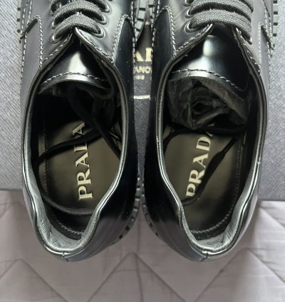 Prada Monolith Lace Up Derby Shoes Black