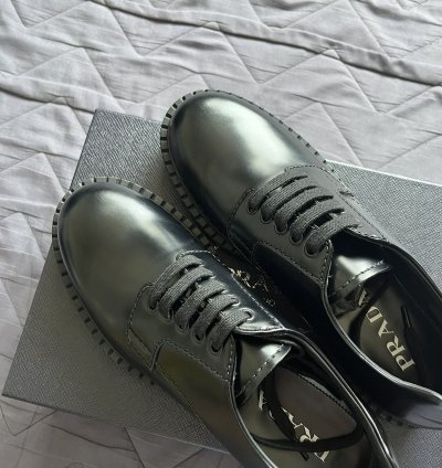 Prada Monolith Lace Up Derby Shoes Black