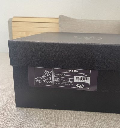 Prada Monolith Leather And Nylon Fabric Boots Size 11us 45eu