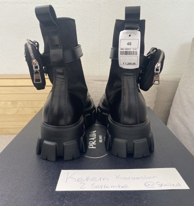 Prada Monolith Leather And Nylon Fabric Boots Size 11us 45eu