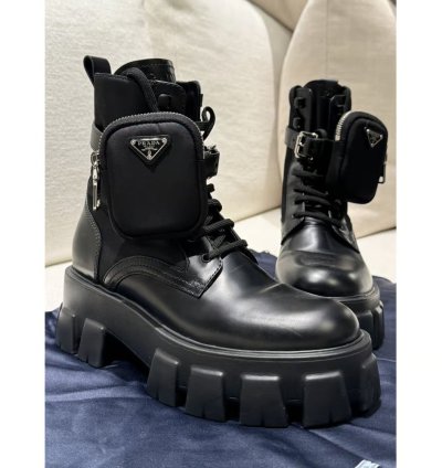 Prada Monolith Leather Biker Boots