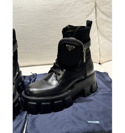 Prada Monolith Leather Biker Boots