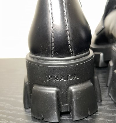 Prada Monolith Lug-sole Brushed Leather Loafers Size 9