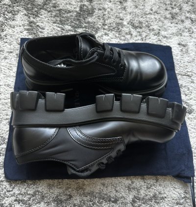 Prada Monolith Rois Leather And Nylon Derby