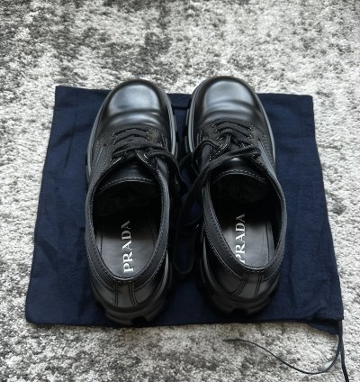 Prada Monolith Rois Leather And Nylon Derby