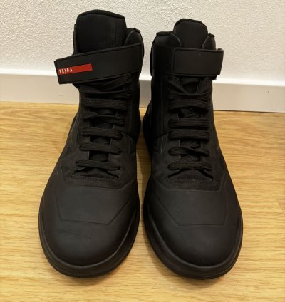 Prada Nubuck Polarius Mens High Top Sneakers 10 5 Black