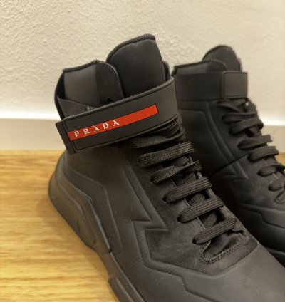 Prada Nubuck Polarius Mens High Top Sneakers 10 5 Black