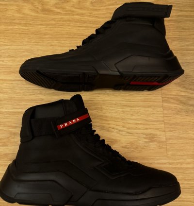 Prada Nubuck Polarius Mens High Top Sneakers 10 5 Black